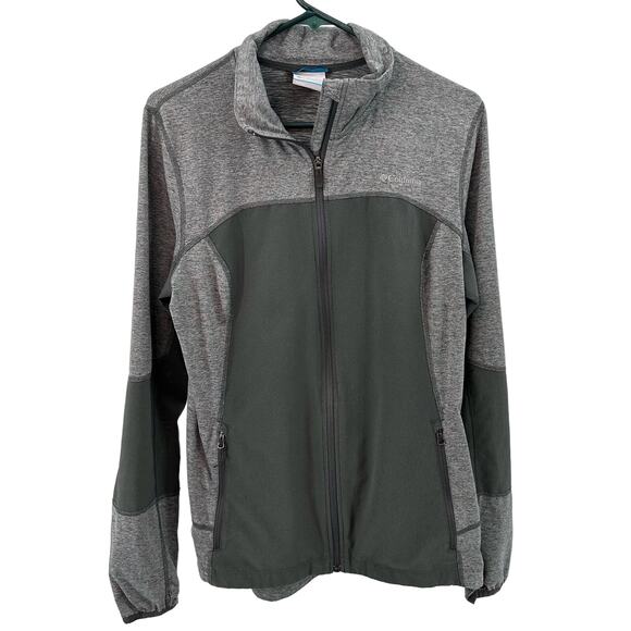 Columbia Zip Up Green/Gray WMNS L Active Long Sleeve Colorblock Activewear Top - Picture 9 of 9